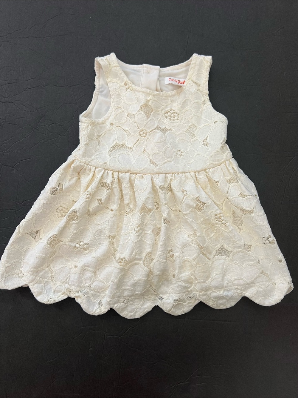Cat & Jack 12m toddler girl cream sleeveless floral lace dress Full lining NWOT